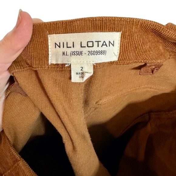 Nili Lotan Jenna Cropped Cotton-Blend Corduroy Slim-Leg Pants in Chestnut - Picture 6 of 13